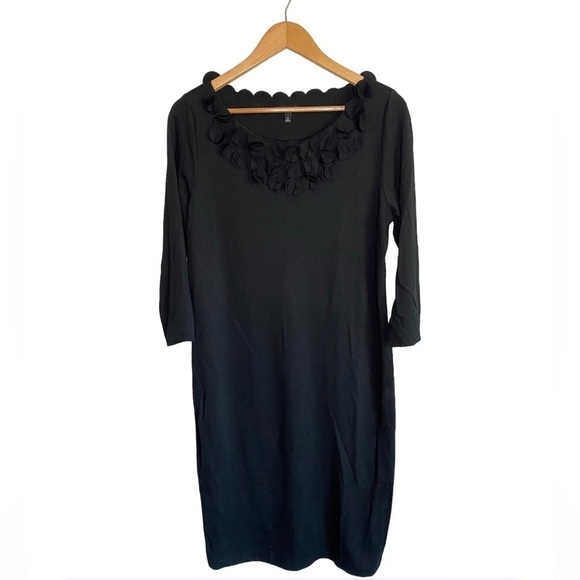 Talbots 3/4 Sleeve Sheath Pull Over Stretch Dress Floret Crew Neckline Size 12 - Picture 1 of 9